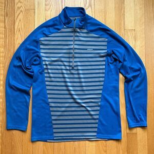 Patagonia Men’s Capilene Midweight 1/2 Zip Pullover Medium Blue Gray Stripes